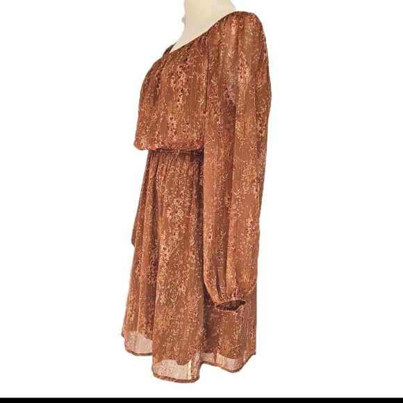 ANDREE BY UNIT Brown Long Sleeve Sundress Wedding Guest - Picture 4 of 15